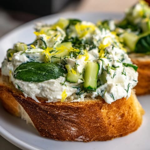 Golden, toasted sourdough slices hold a creamy whipped feta and dill filling, oozing with tangy lemon zest in this vibrant spring grilled cheese.  