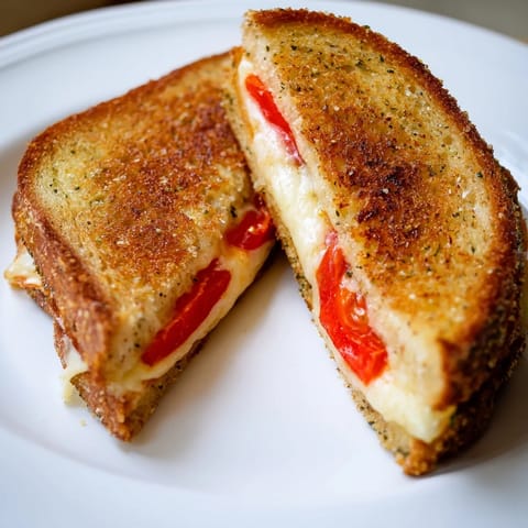 Melted pepper jack cheese oozes between toasted jalapeño bread with ripe tomato slices in this spicy grilled cheese recipe.