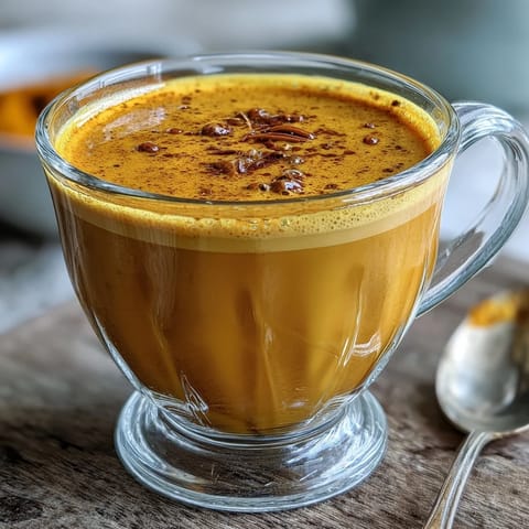 Cozy Turmeric Ginger Golden Milk, a warm, spiced beverage perfect for a peaceful evening.