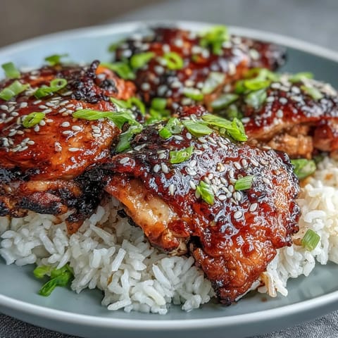 Honey Garlic Chicken with Rice in a slow cooker, glazed in sweet and savory sauce, served over fluffy jasmine rice.