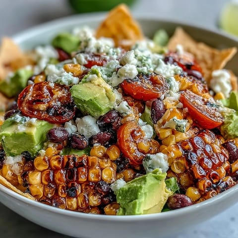 A vibrant Grilled Corn and Black Bean Taco Salad bursting with fresh summer flavors.