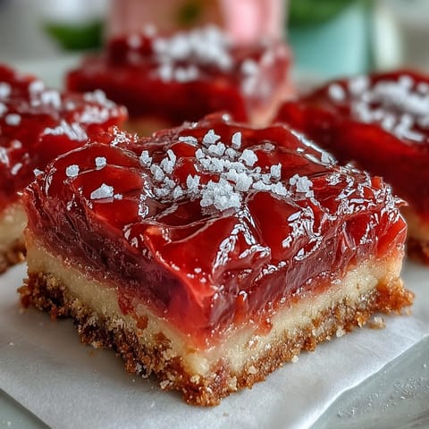 Sweet and tart Rhubarb Custard Bars showcasing a creamy filling and crisp crust.