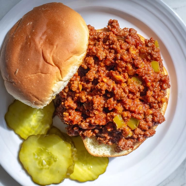 Family-style Sloppy Joes on soft buns, with tender beef and bell peppers, perfect for weeknight dinners.
