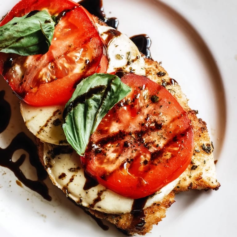 Hearty Caprese Chicken Skillet served alongside a crisp green salad and crusty artisan bread for a complete Italian meal.