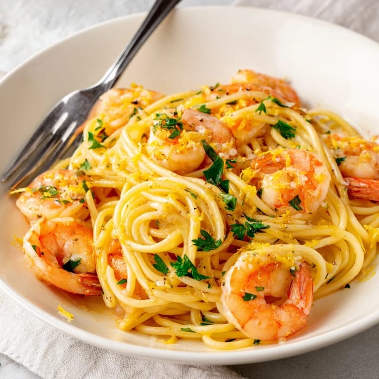 Lemon Garlic Shrimp Pasta for a quick weeknight dinner, featuring juicy shrimp, garlic butter sauce, and a garnish of fresh parsley.