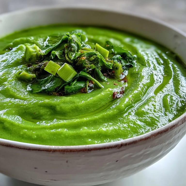 Lush, emerald Big Green Immunity-Boosting Vegetable Soup steaming hot, perfect comfort food.