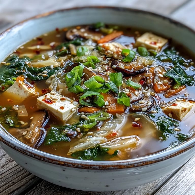 Warming bowls of ginger-miso soup, perfect for a chilly evening.