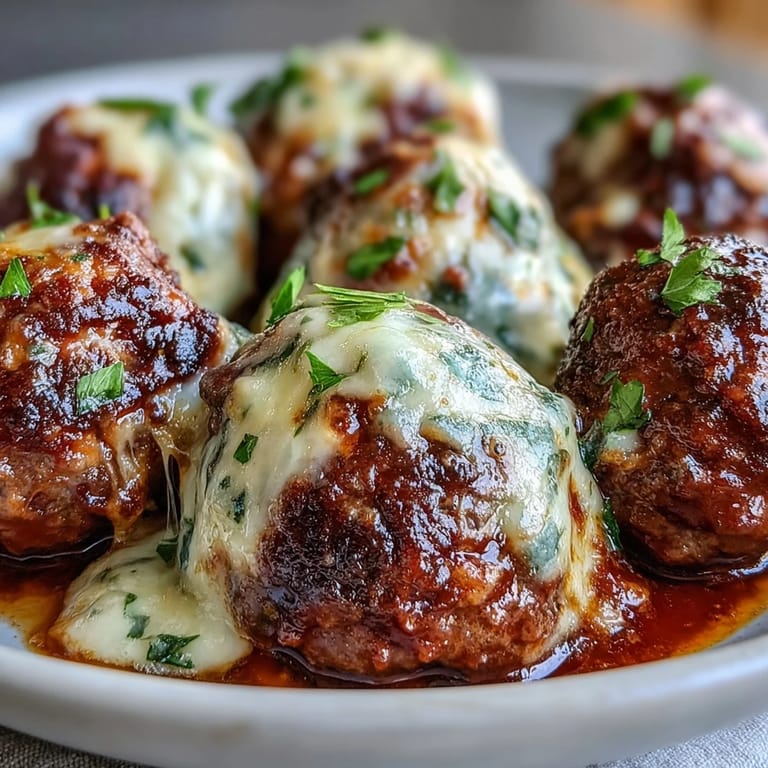 Cheesy Garlicky Meatballs With Marinara served over spaghetti with crusty bread and Parmesan for a cozy Italian dinner.