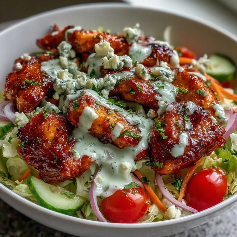 Topped with tangy blue cheese crumbles and fluffy rice, this vibrant Buffalo Chicken Bowl offers a satisfying gluten-free meal.