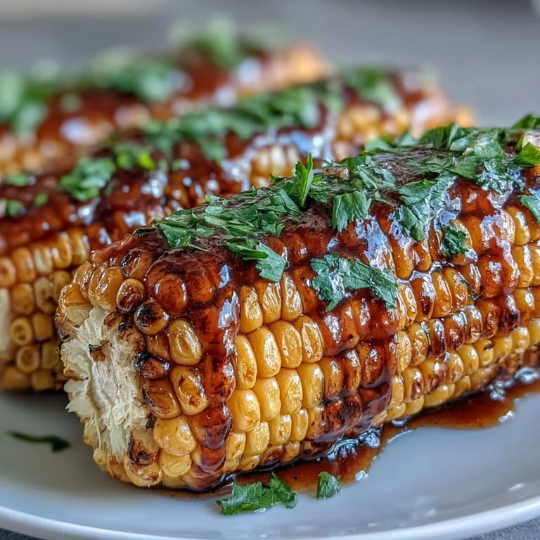 Golden corn on the cob, tender and sweet, finished with melted garlic butter and fresh parsley.