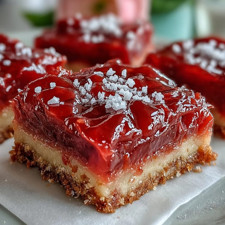 Sweet and tart Rhubarb Custard Bars showcasing a creamy filling and crisp crust.