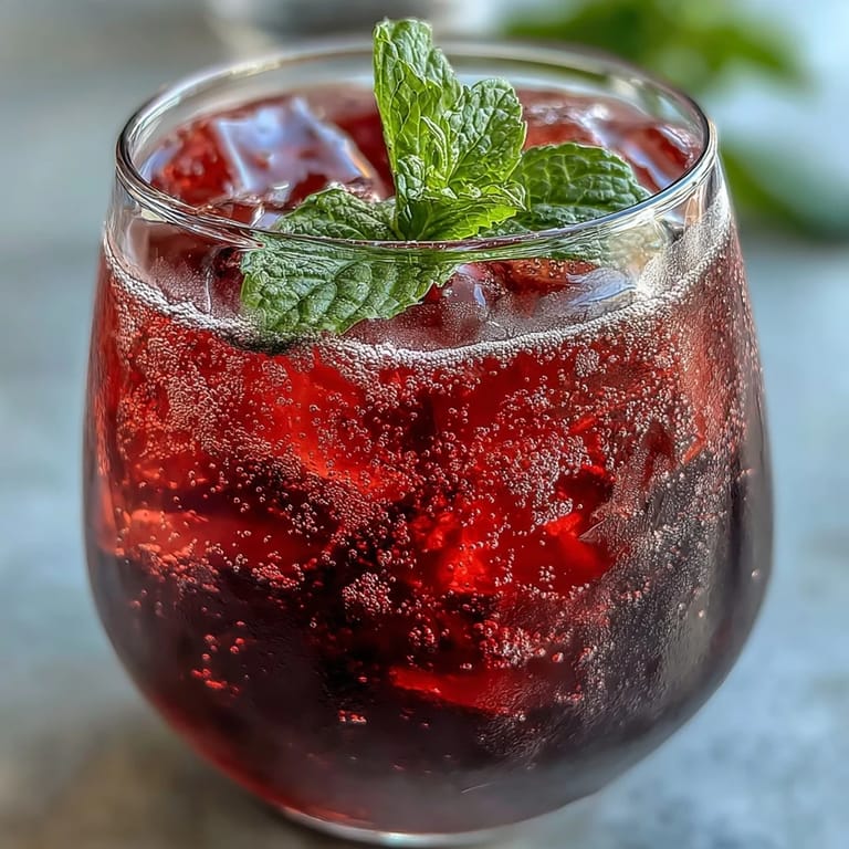 Refreshing Sparkling Hibiscus Mint Lemonade Mocktail perfect for summer sipping.