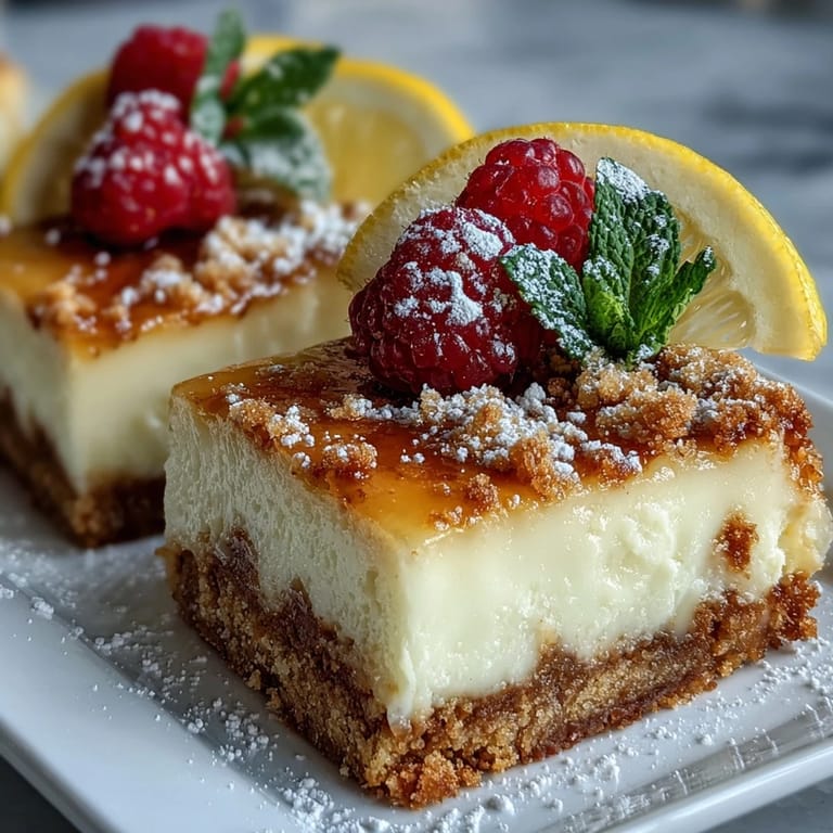 No-bake skyr lemon cheesecake bars look refreshing, served elegantly cut on parchment.