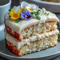 Vibrant Baby Shower Lemon Sunshine Cake adorned with delicate edible flowers.